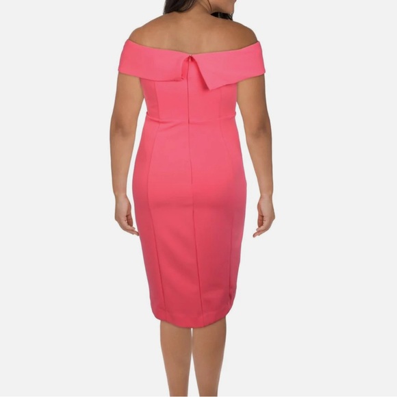 Calvin Klein Coral Pink off the shoulder dress - Picture 2 of 8